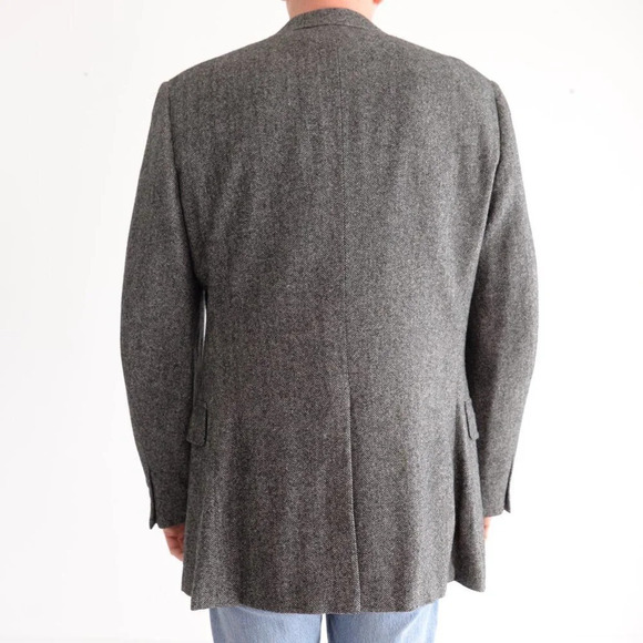 Vintage '90s Jacobson's Grey Tweed Double Button 100% Camel Hair Blazer 42R - Picture 3 of 16